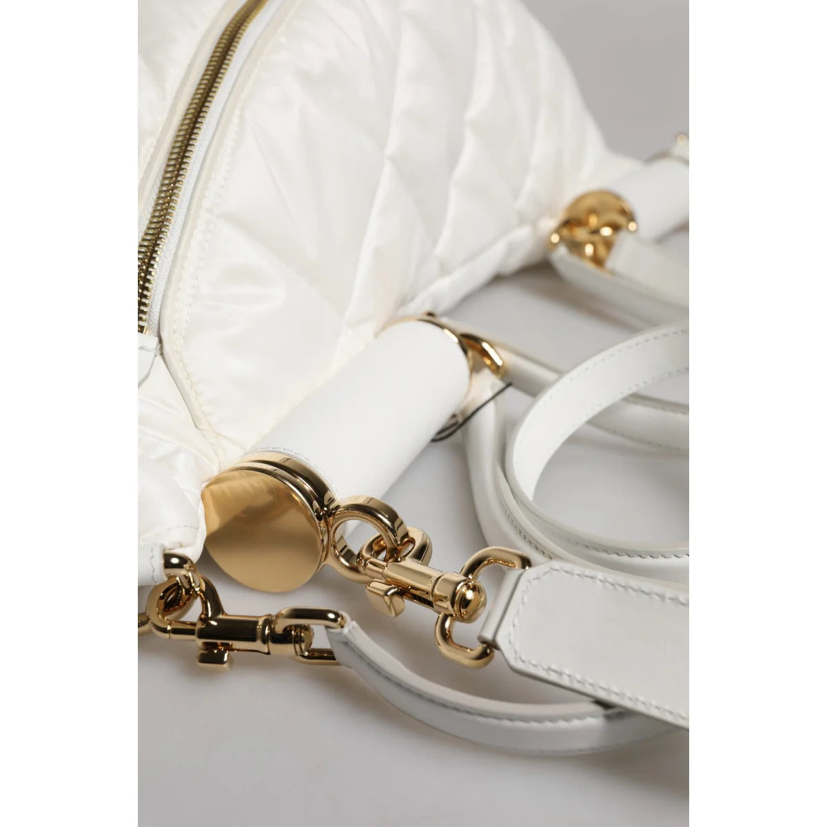 Dolce & Gabbana White Quilted Finish Bag with Adjustable Waist Strap