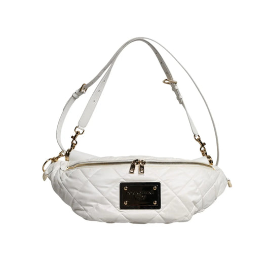 Dolce & Gabbana White Quilted Finish Bag with Adjustable Waist Strap