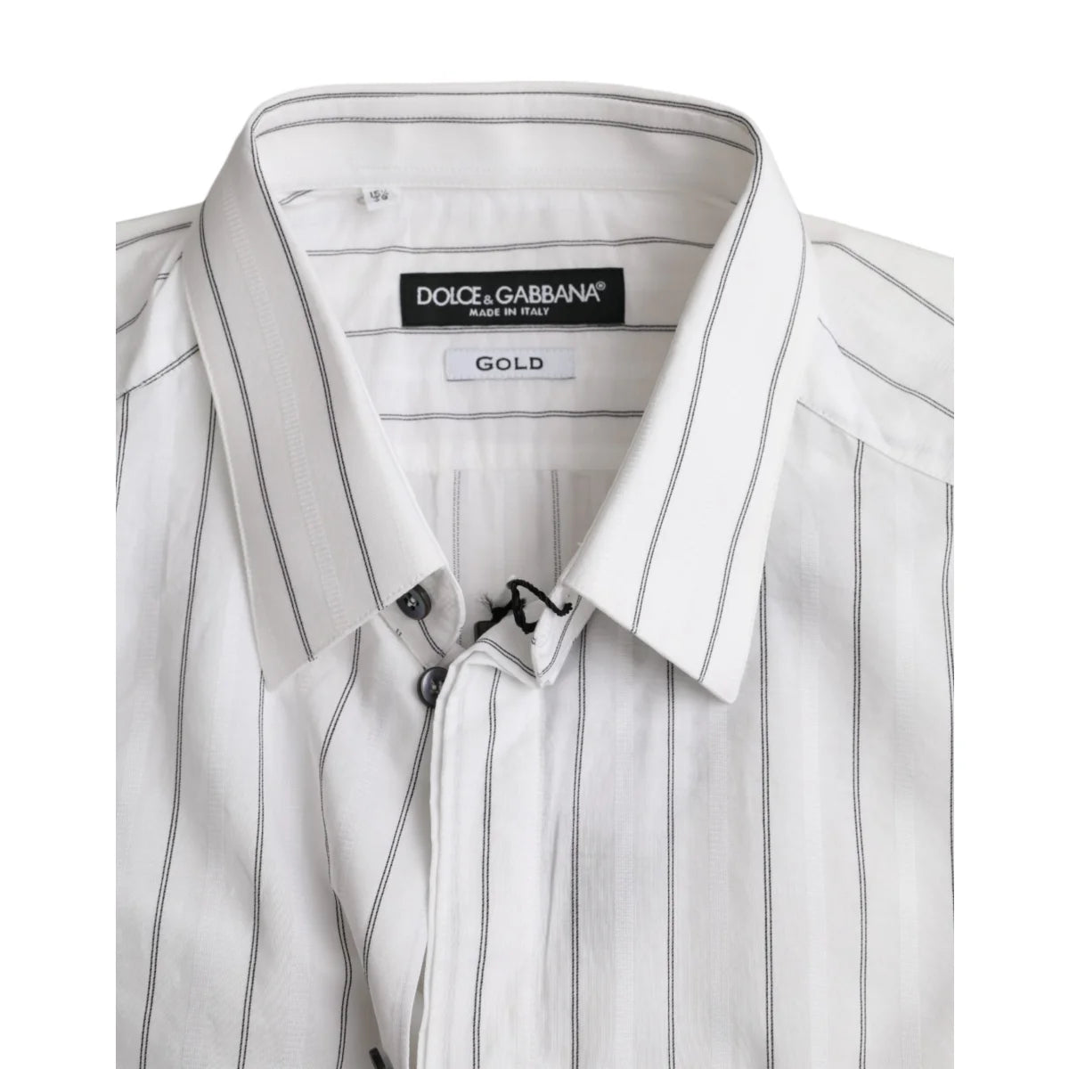 Dolce and Gabbana White Striped Formal Shirt Classic Collared Neck &