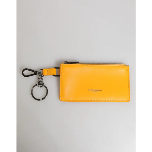 Dolce & Gabbana Yellow Orange Leather Credit Card Holder Wallet