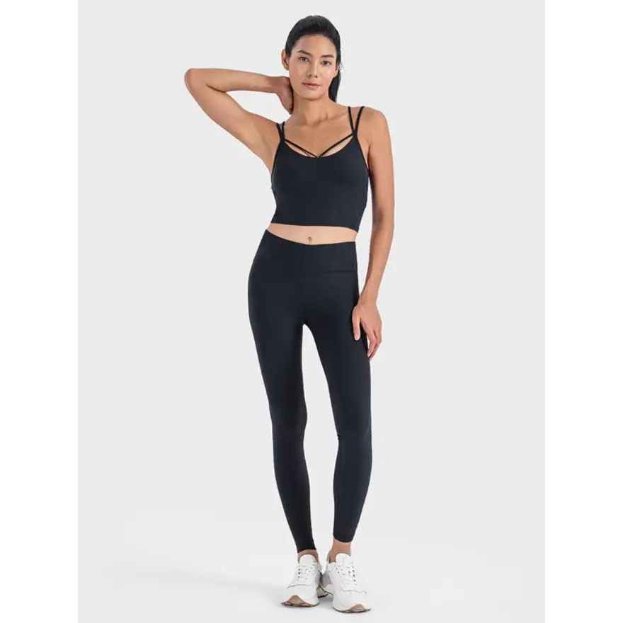 Ultra Stretch Double Strap Ribbed Sports Cami Clothing Tops Trendsi