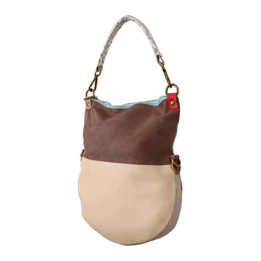 EBARRITO Multicolor Leather Tote with Zipper Closure and Gold Hardware