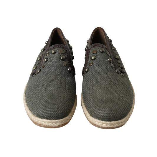Edgy Dolce Gabbana Loafers with Studded Canvas Flair &