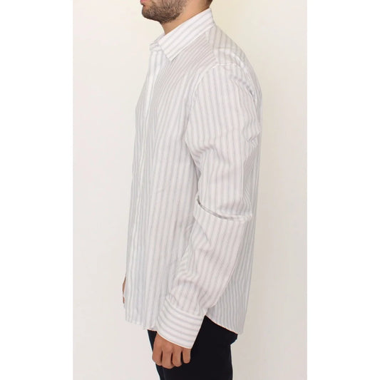 Ermanno Scervino Black Striped Cotton Casual Shirt for Effortless Style