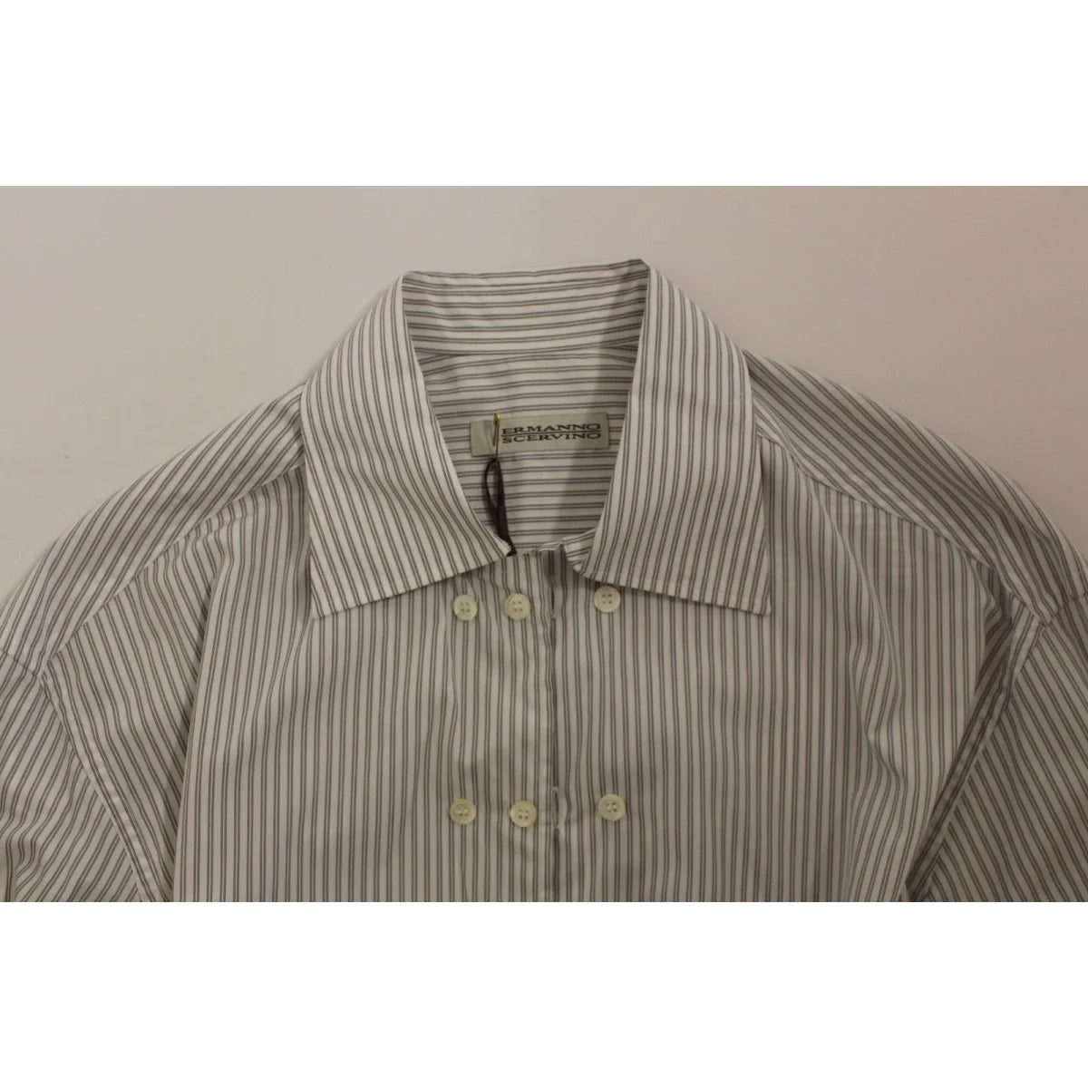 Ermanno Scervino Gray Striped Cotton Casual Shirt for Effortless Style