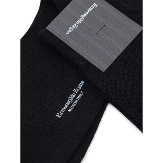 Ermenegildo Zegna Mens Clothing Premium Black Merino Wool Socks ZEGNA