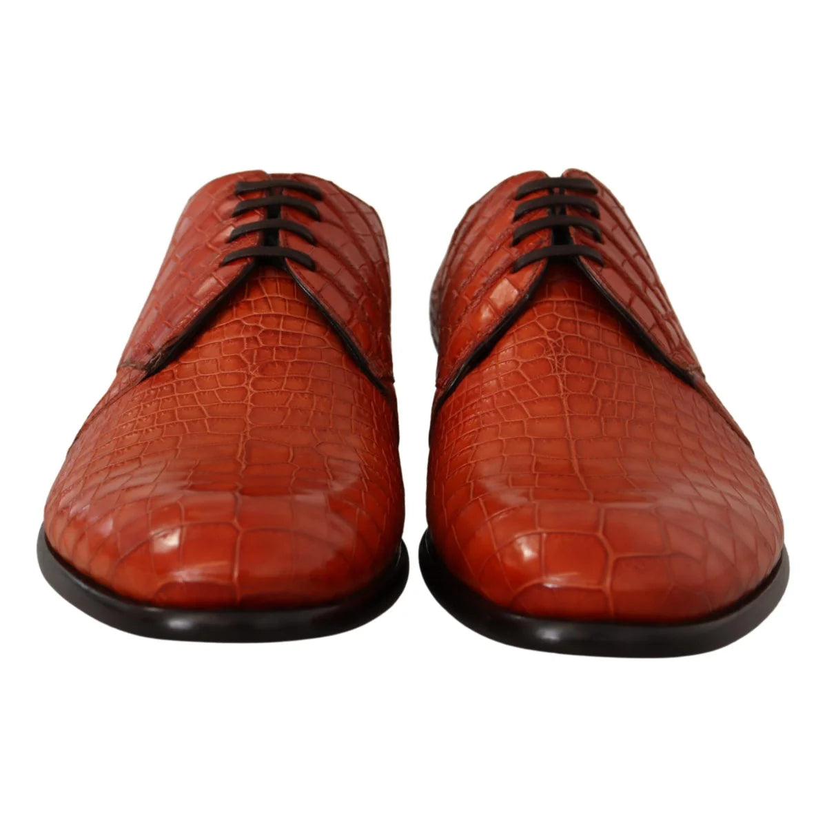 Exotic Orange Dolce Gabbana Croc Leather Sole Dress Formal Shoes &