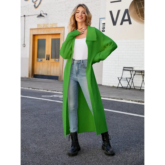 Cozy Collared Open Front Duster Cardigan Timeless Wardrobe Essential Clothing Tops Trendsi