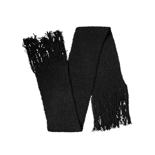 Gabbana Black Cashmere Knit Scarf with Fringe Detailing Dolce &