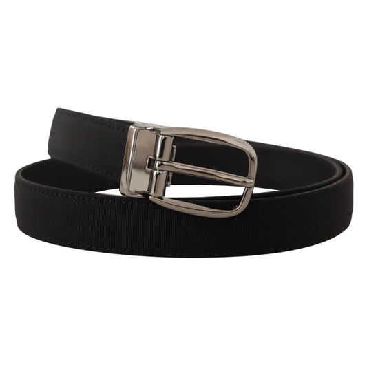 Gabbana Black Grosgrain Leather Belt Dress Sensation with Silver Buckle Dolce &