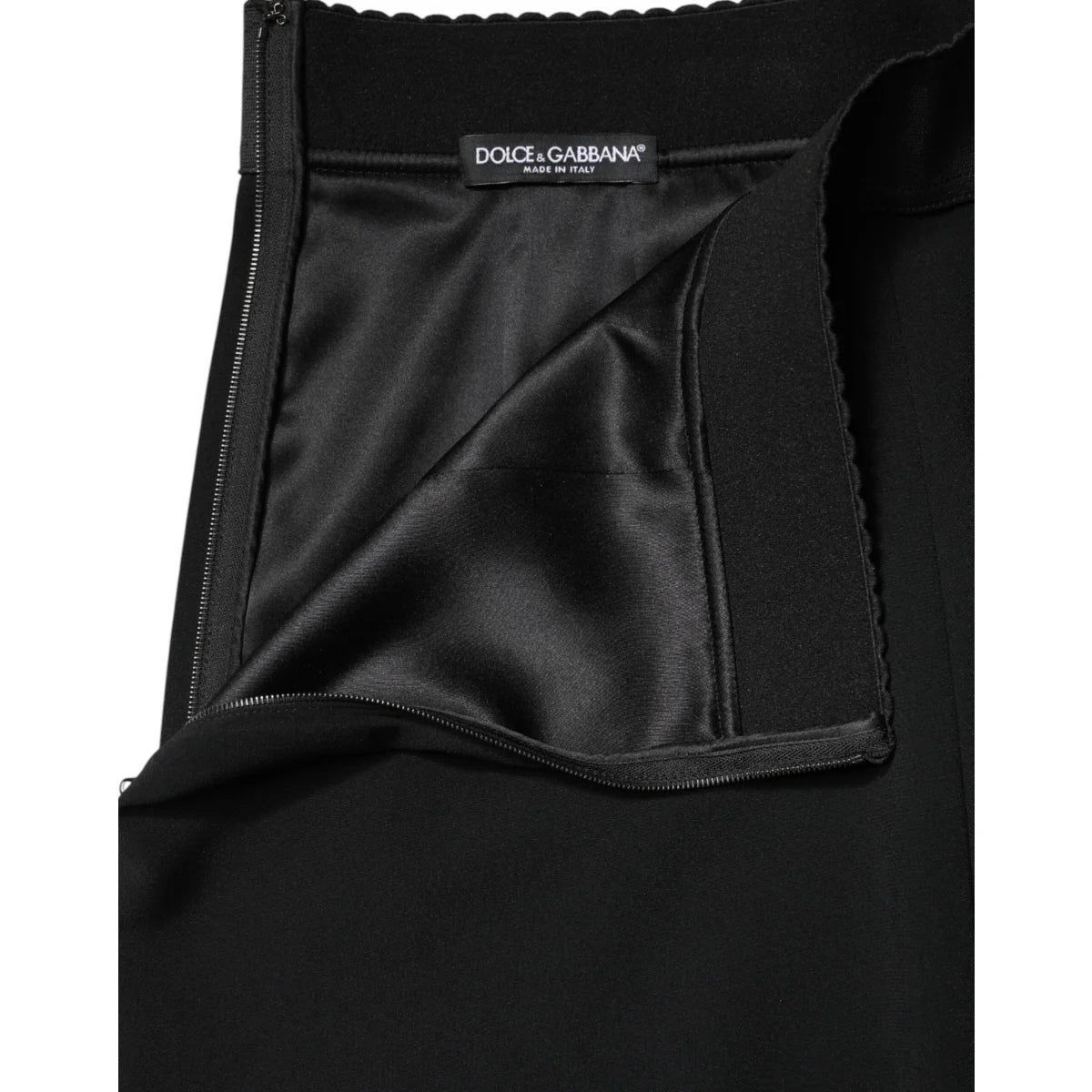 Gabbana Black Mid Waist Knee Length Skirt with Flattering A Line Shape Dolce &