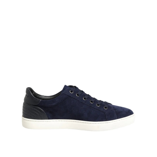 Gabbana Blue Leather Suede Low Top Sneakers for Effortless Style Dolce &
