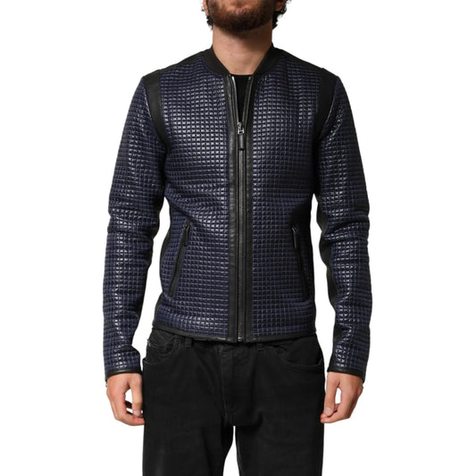Gabbana Blue Nylon Bomber Jacket for Men Sleek Modern Style Dolce &