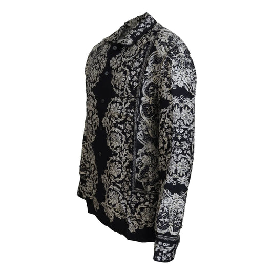 Gabbana Blue Silk Floral Baroque Shirt Stunning Designer Fashion Dolce &