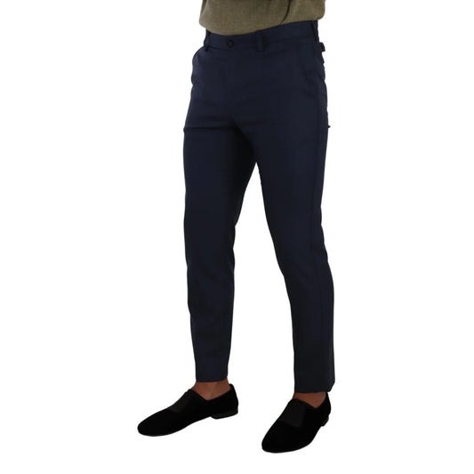 Gabbana Dark Blue Slim Fit Dress Pants With Button Closure Dolce &
