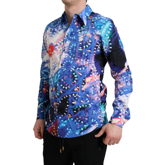 Gabbana Multicolor Luminarie Slim Martini Cotton Dress Shirt Dolce &