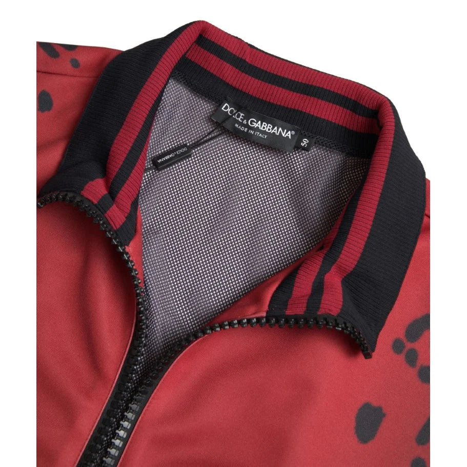 Gabbana Red Leopard Print Bomber Jacket Dolce &