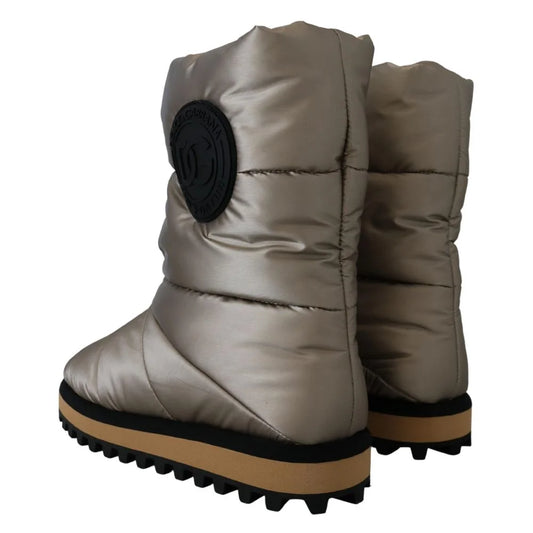 Gabbana Silver Polyester Mid Calf Boots Made in Italy Dolce &