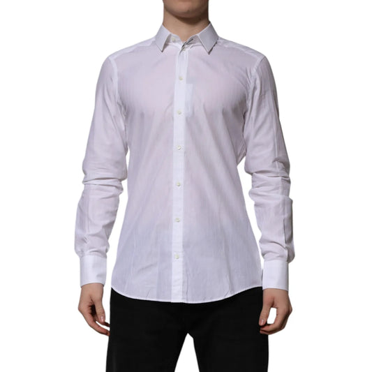 Gabbana White Cotton Martini Long Sleeve Dress Shirt Elegance Dolce &