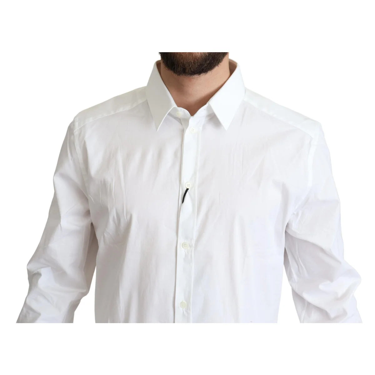 Gabbana White Cotton Stretch Dress Shirt Long Sleeve Authentic Style Dolce &