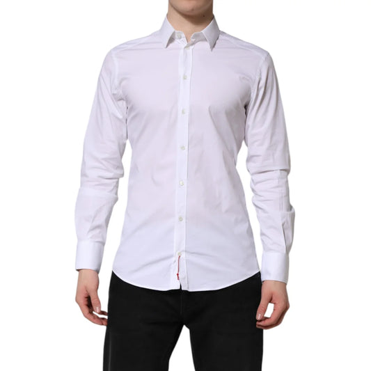 Gabbana White Gold Cotton Dress Shirt for Effortless Sophistication Dolce &