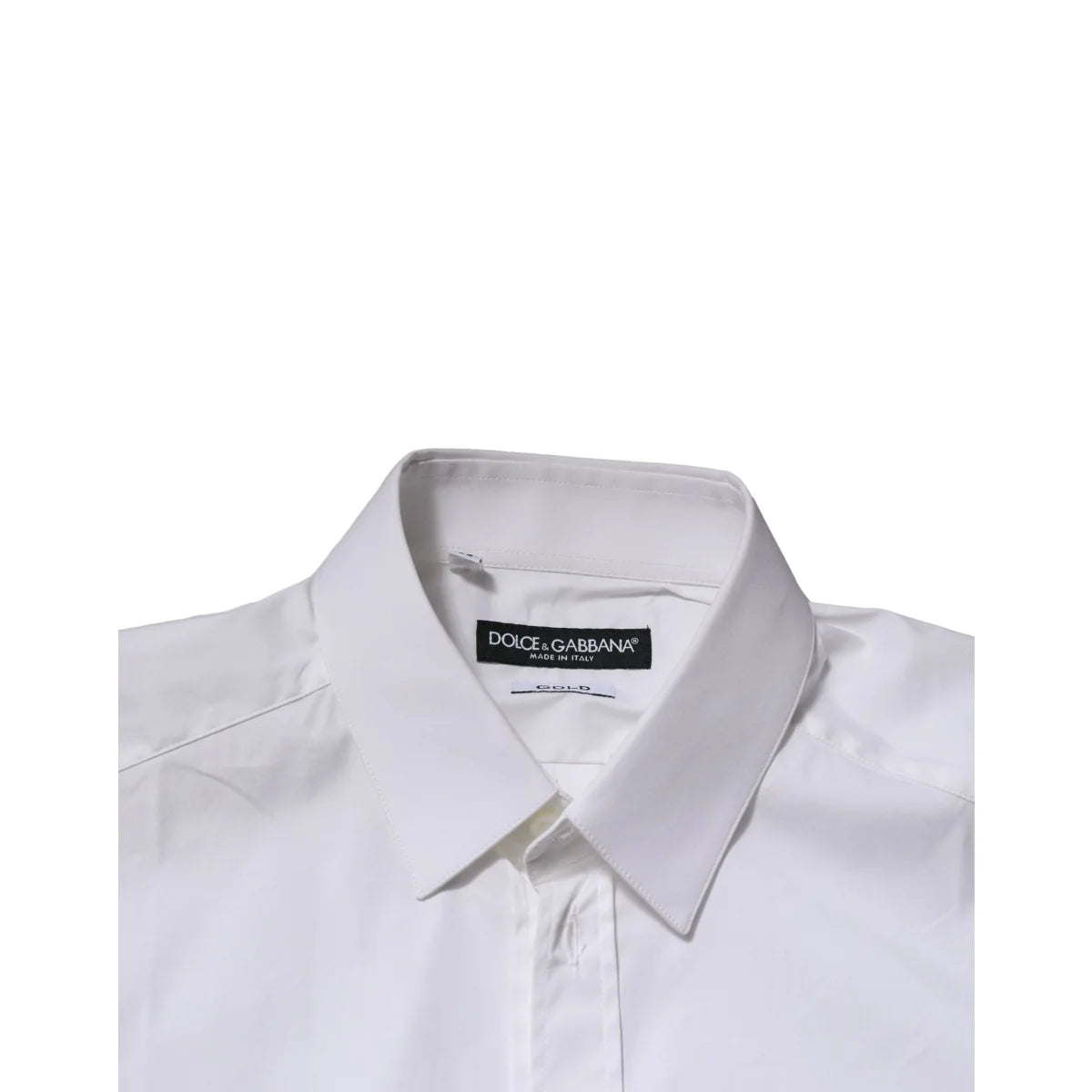 Gabbana White Gold Cotton Men Dress Shirt Classic Long Sleeve Dolce &