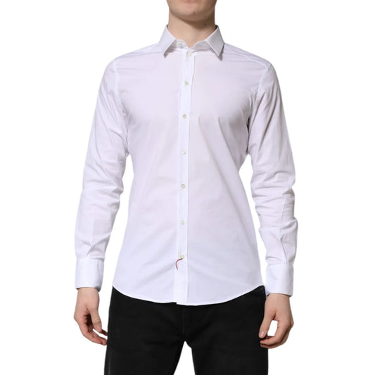 Gabbana White Gold Long Sleeve Dress Shirt for Timeless Elegance Dolce &