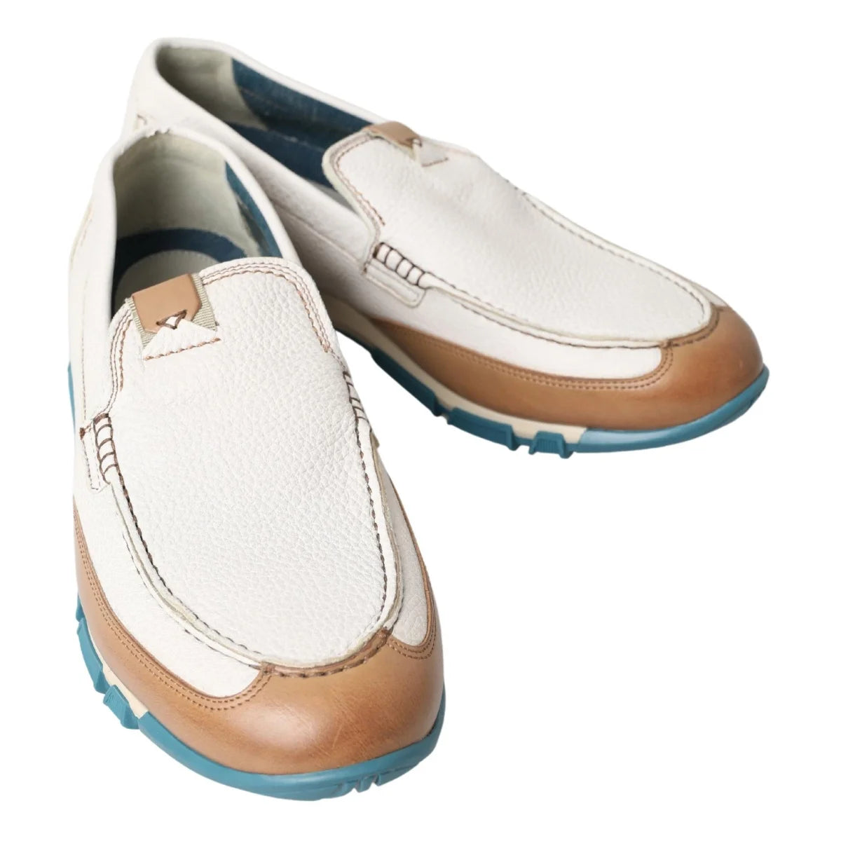 Gabbana White Leather Rubber Sole Slipper Loafers by Dolce &