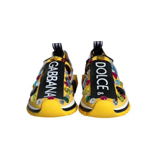 Gabbana Yellow Sorrento Sneakers with Dazzling Stone Embellishments Dolce &