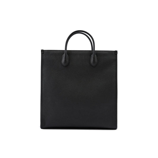 Gucci Black Leather Logo Medium Tote Bag with Adjustable Strap