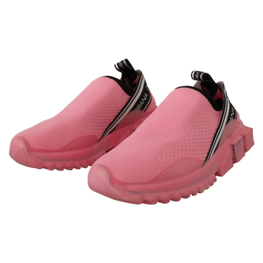 Italian Luxury Pink Sorrento Sneakers by Gabbana Dolce &