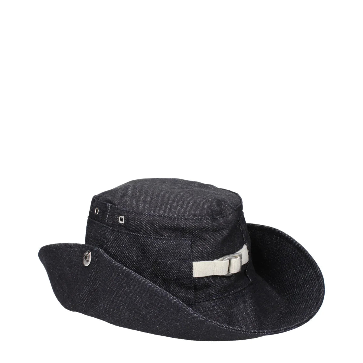 Jacquemus Blue Cotton Hat with Front Logo and Side Buttons Clothing