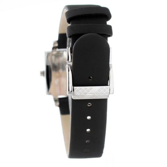 Laura Biagiotti Black Leather Watch with Silver Stainless Steel Case