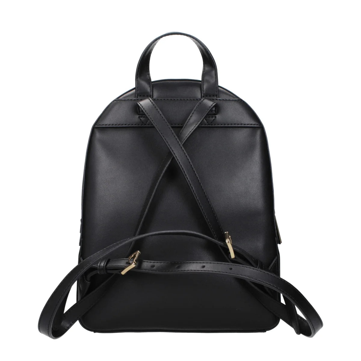 Michael Kors Black Leather Backpack with Front Logo and Adjustable Straps