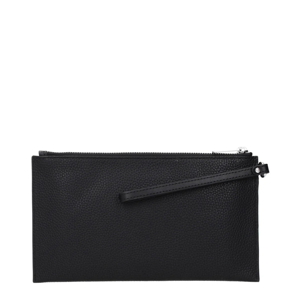 Michael Kors Black Leather Clutch with Front Logo