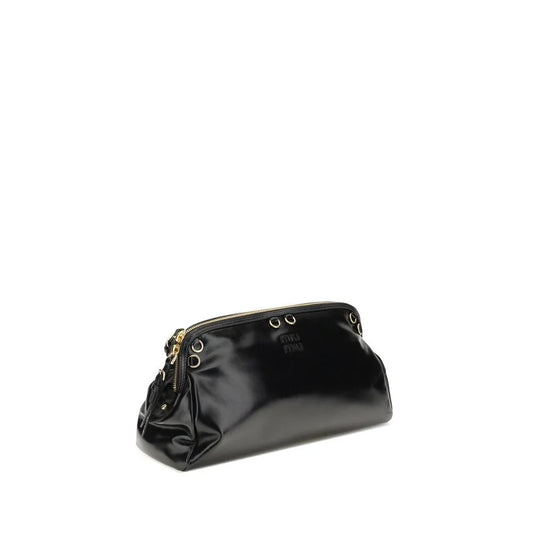 Miu Black Calf Leather Bos Taurus Shoulder Bag