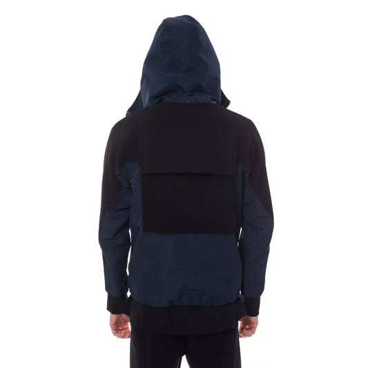 Nicolo Tonetto Black Wool Men Jacket with Hood and Pockets