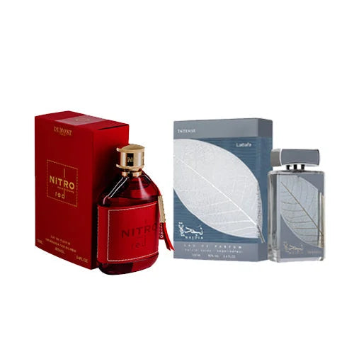 Dumont Nitro Red and Lattafa Najdia Intense Bundle Spicy Bergamot Fusion PerfumeBox.com