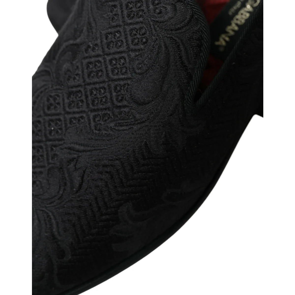 Opulent Dolce Gabbana Black Brocade Loafers &