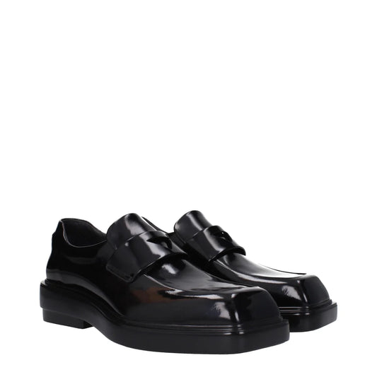 Prada Black Leather Slip-On Loafers