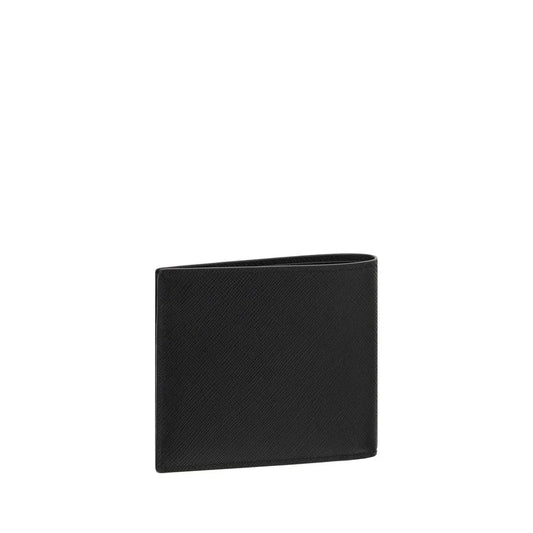 Prada Calf Leather Wallet with Logo Plaque and Billfold Design