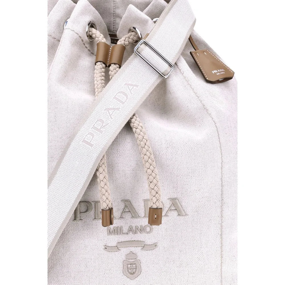 Prada White Cotton Backet Bag