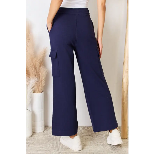 Effortlessly Chic Drawstring Relaxed Cargo Wide Leg Pants Clothing bottoms Trendsi