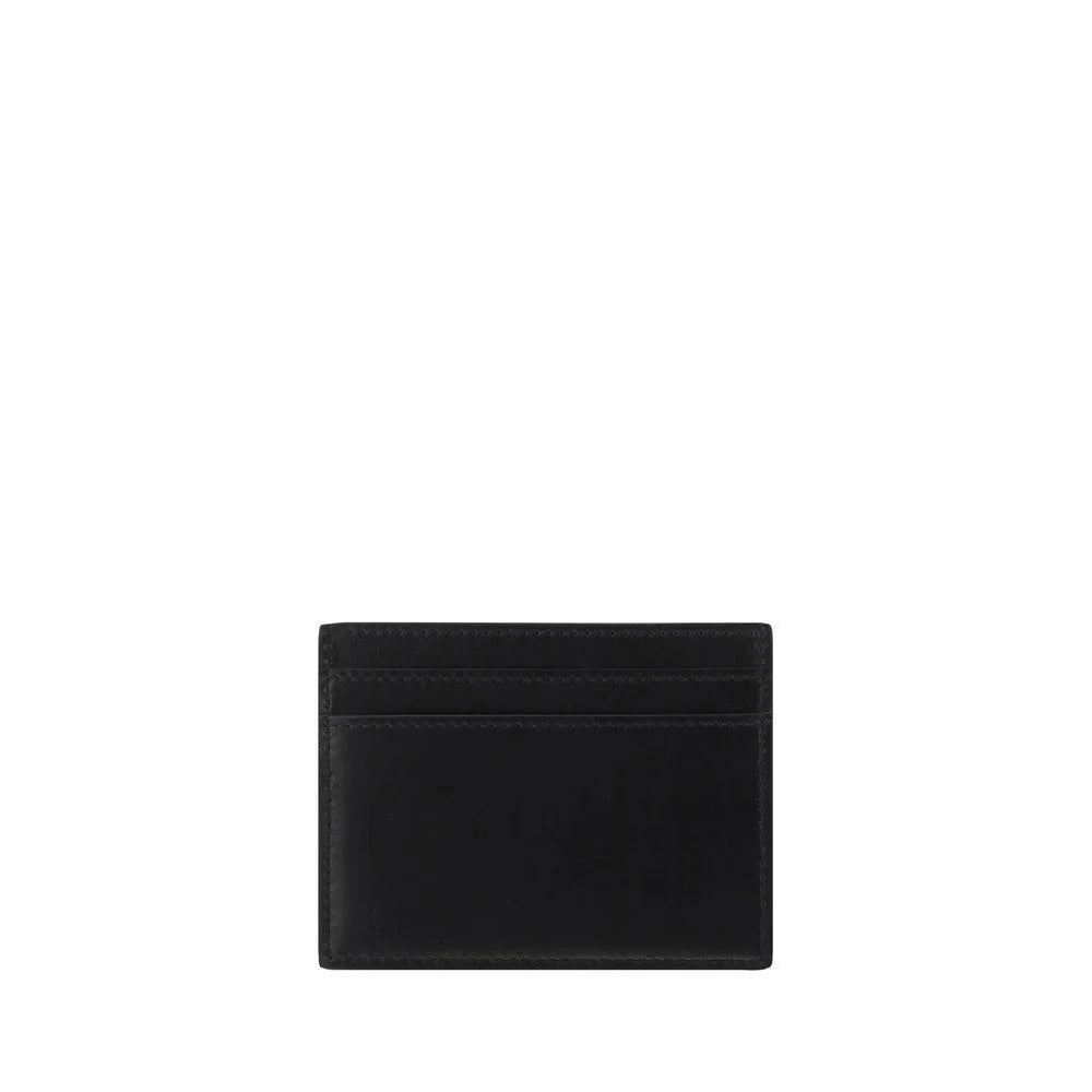 Saint Laurent Calfskin Card Holder with Brand Monogram Pressure-Stamped