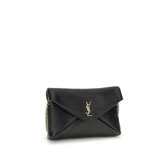 Saint Laurent Cassandre Chain Clutch Bag in Soft Lambskin