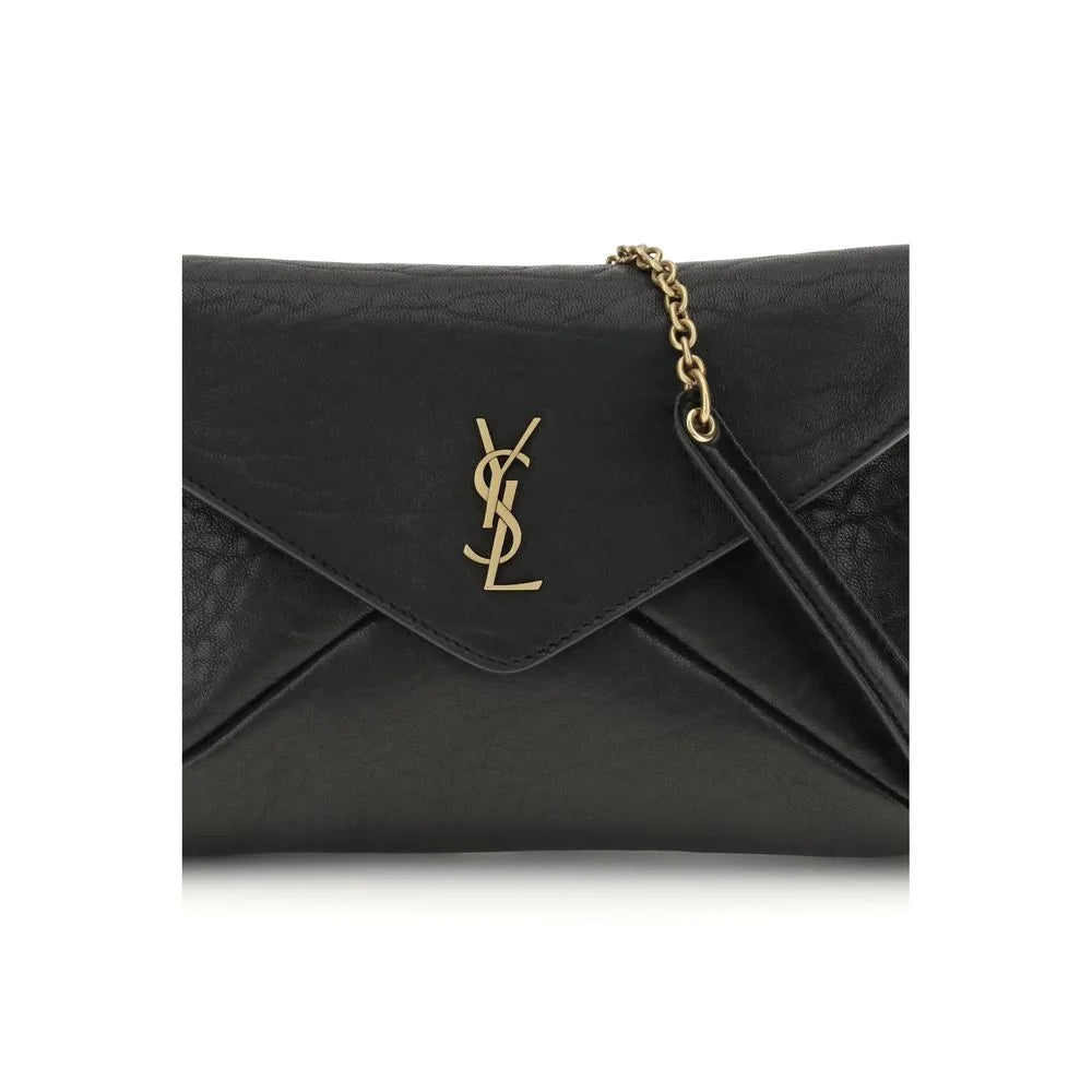 Saint Laurent Cassandre Chain Clutch Bag in Soft Lambskin