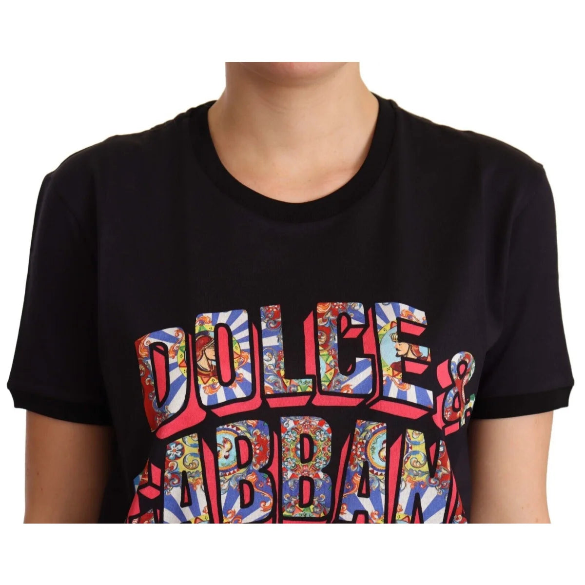 Showstopping Dolce Gabbana Black Tee with Bold Oversized Print &