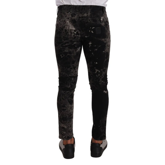 Showstopping Dolce Gabbana Patterned Skinny Jeans With Button Closure &