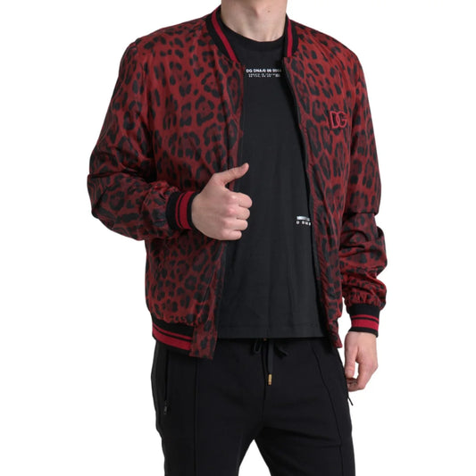 Showstopping Dolce Gabbana Red Leopard Print Bomber Jacket &