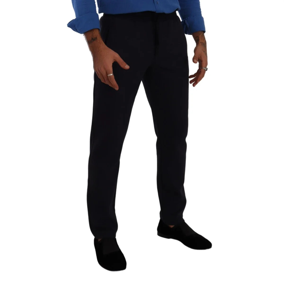 Sleek Blue Dolce Gabbana Jogger Pants with Logo Details &